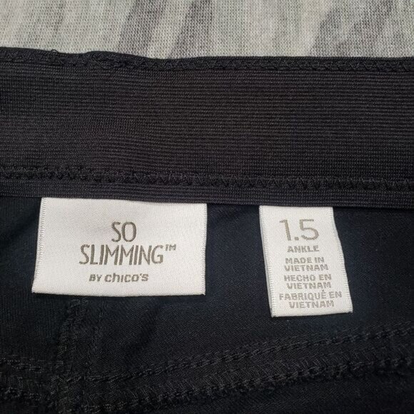 So Slimming By‎ Chicos Pants Womens 1.5 Black Ankle Stretch Mid Rise - Picture 3 of 12